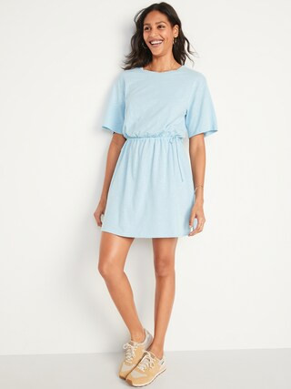 Short-Sleeve Waist-Defined Slub-Knit Mini T-Shirt Dress for Women | Old Navy (US)