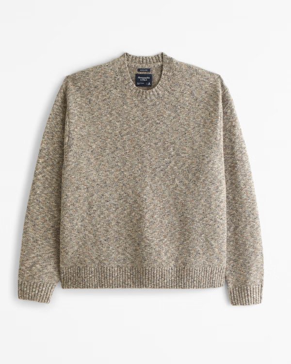Men's Oversized Marled Crew Sweater | Men's | Abercrombie.com | Abercrombie & Fitch (US)