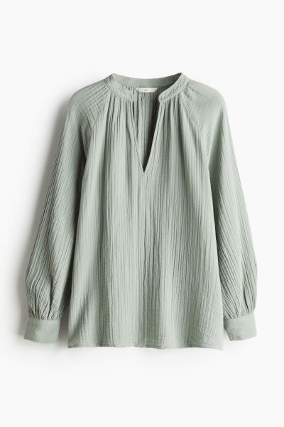 Double-weave Blouse - Sage green - Ladies | H&M US | H&M (US + CA)