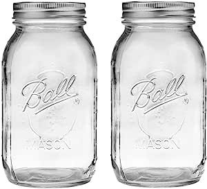 Ball Regular Mouth 32-Ounces Mason Jar with Lids and Bands, Clear,(Pack Of 2) | Amazon (US)