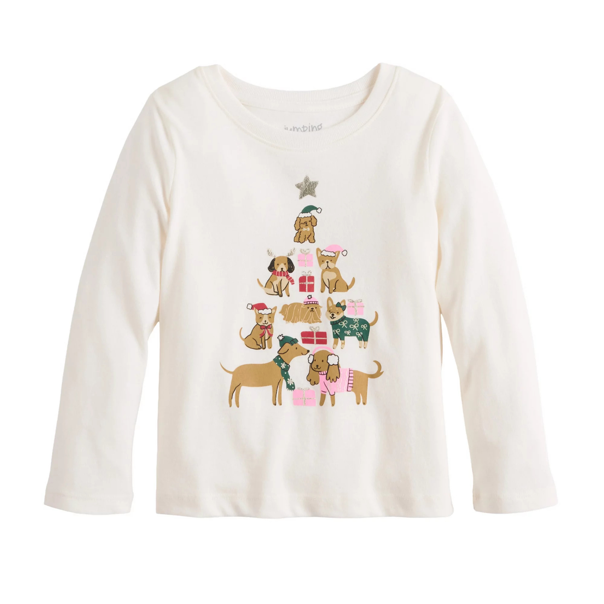Baby & Toddler Girl Jumping Beans® Core Long Sleeve Holiday Graphic Tee | Kohl's