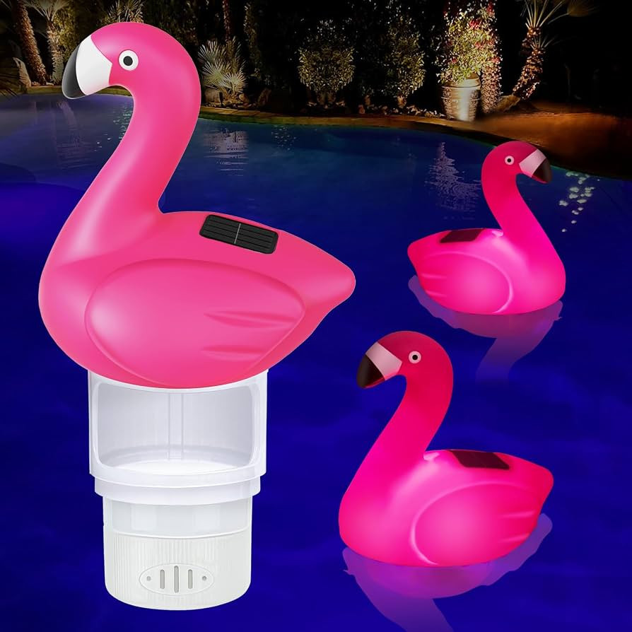 Solar Pool Chlorine Floater, Flamingo Chlorine Floater with Light, Glow in Dark Chlorine Tablet F... | Amazon (US)