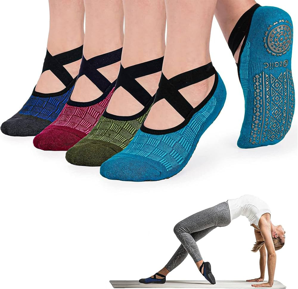 Ozaiic Pilates Socks for Women Non Slip Grip, Yoga Socks with Grippers for Barre, Hospital, Balle... | Amazon (US)