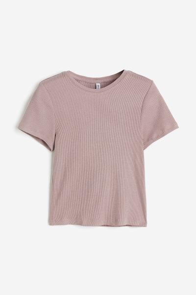 Fitted T-shirt - Light taupe - Ladies | H&M US | H&M (US + CA)