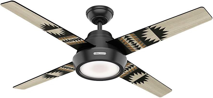 HUNTER 59389 Rock Indoor Ceiling Fan with LED Light and Remote Control, 54", Matte Black | Amazon (US)