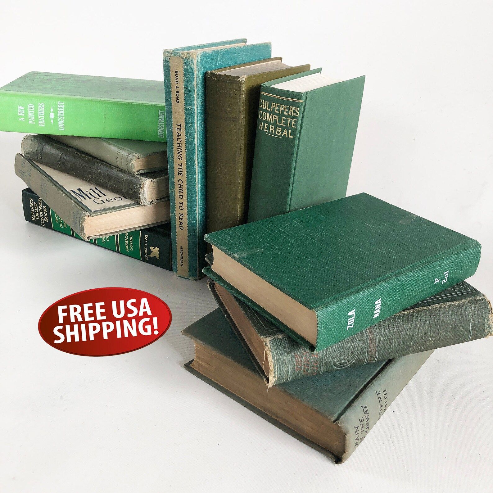 One Foot of Vintage Green Books, Books by the Foot, Decorator Books, 12" Decor Book Bundle | Etsy (US)