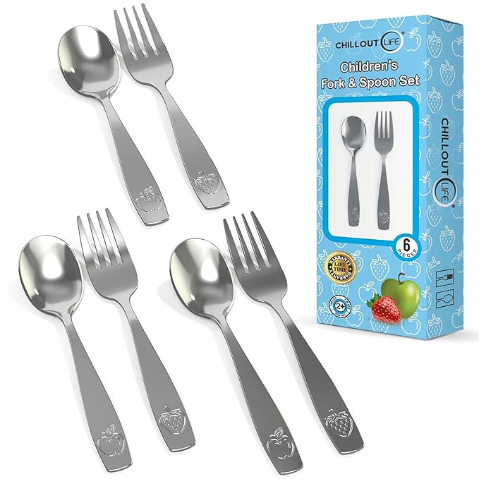 6 Piece Stainless Steel Kids Silverware Set - Child and Toddler Safe Flatware - Kids Utensil Set ... | Amazon (US)