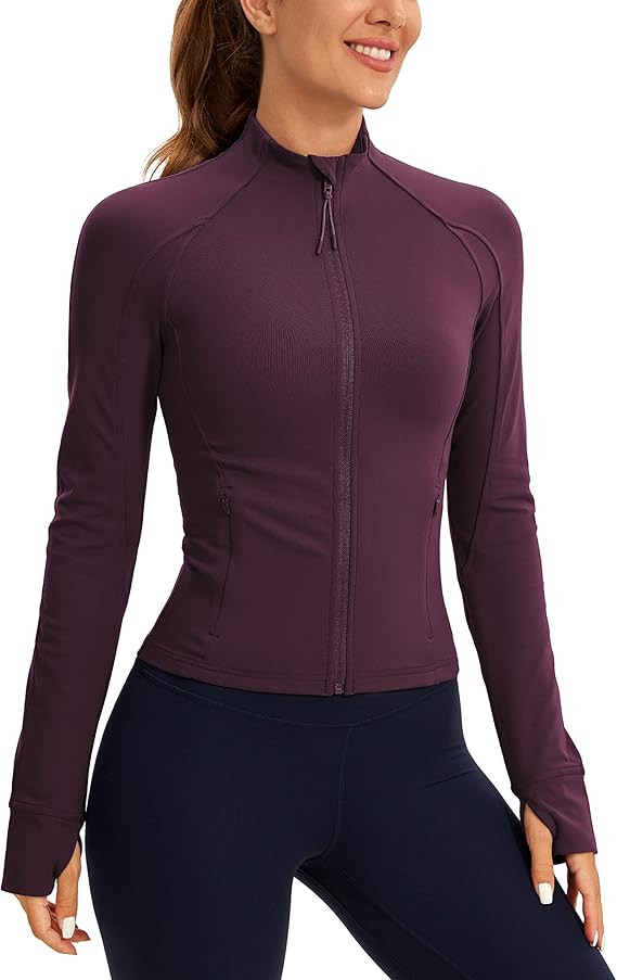 CRZ YOGA Butterluxe Womens Cropped Slim Fit Workout Jacket Weightless Track Athletic Full Zip Up ... | Amazon (US)