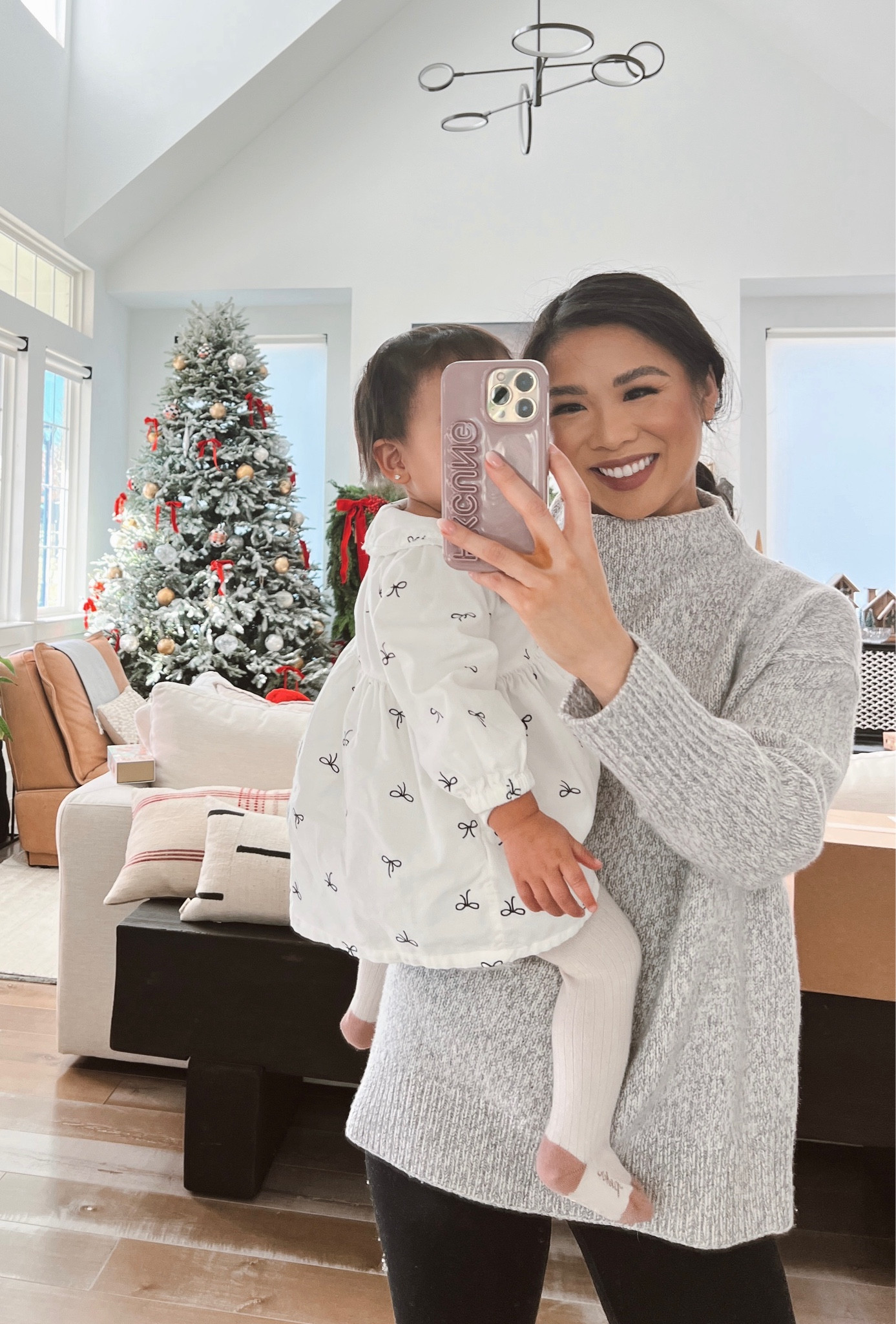 Cozy fall and winter outfits with my funnel neck cashmere sweater that I love in size XXS! Em is wearing bow printed dress with collar that is on sale for 30% off  

#LTKSaleAlert #LTKStyleTip #LTKCyberWeek