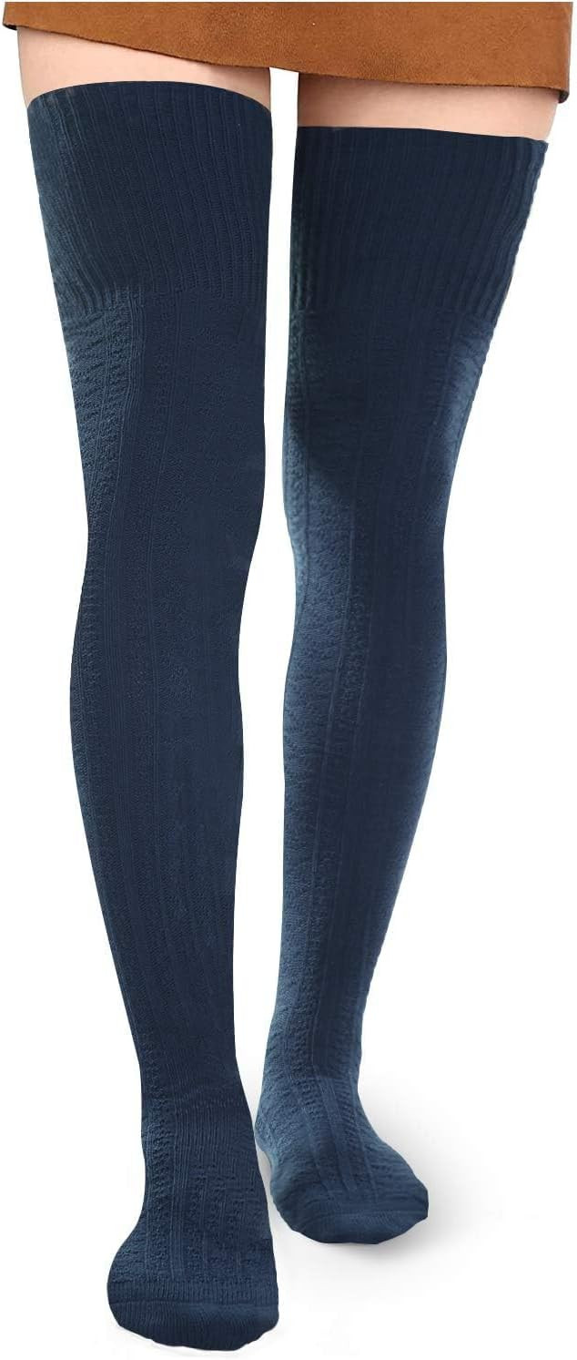 Moon Wood Women Thigh High Socks Extra Long Cotton Knit Warm Thick Tall Over the Knee Boot Stocking Leg Warmers Daily Cosplay | Amazon (US)