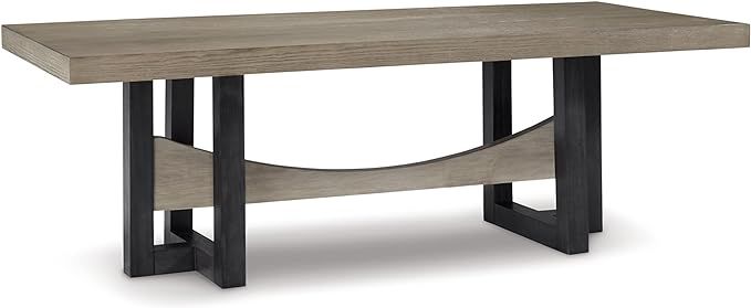 Signature Design by Ashley Foyland Contemporary Dining Table with Trestle Base, Black & Gray | Amazon (US)