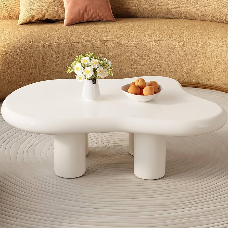 Guyii Cloud Coffee Table with 15.74" Legs, Cute Coffee Table, White Modern Tea Tables, Irregular ... | Amazon (US)