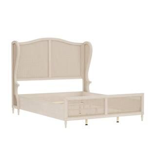 Hillsdale Furniture Sausalito White Queen Headboard and Footboard Bed with Frame 2409BQR - The Ho... | The Home Depot