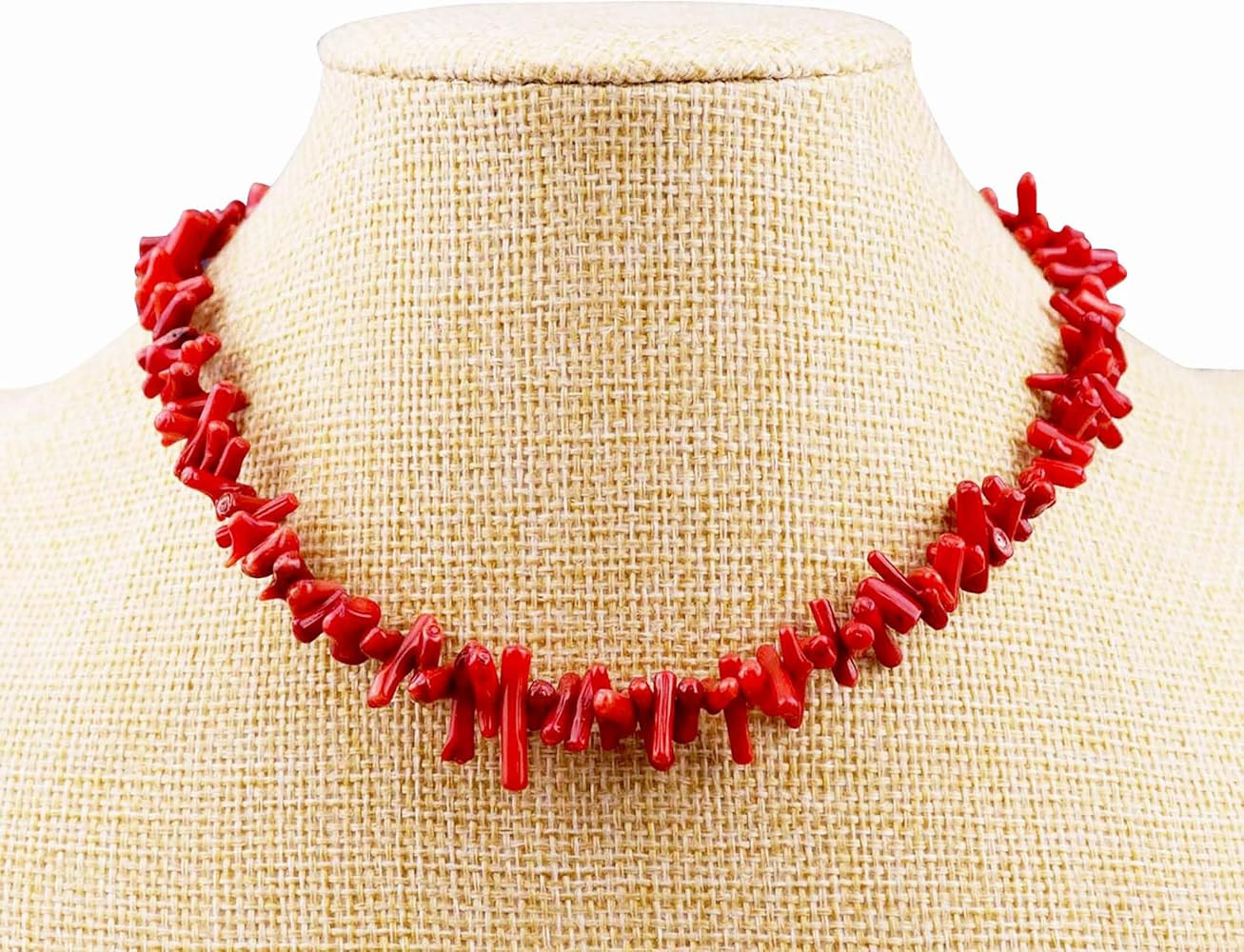 EndiJewels Handmade Red Coral Choker - Natural Gemstone, Adjustable Length 16" - 18", Silver-Plat... | Amazon (US)