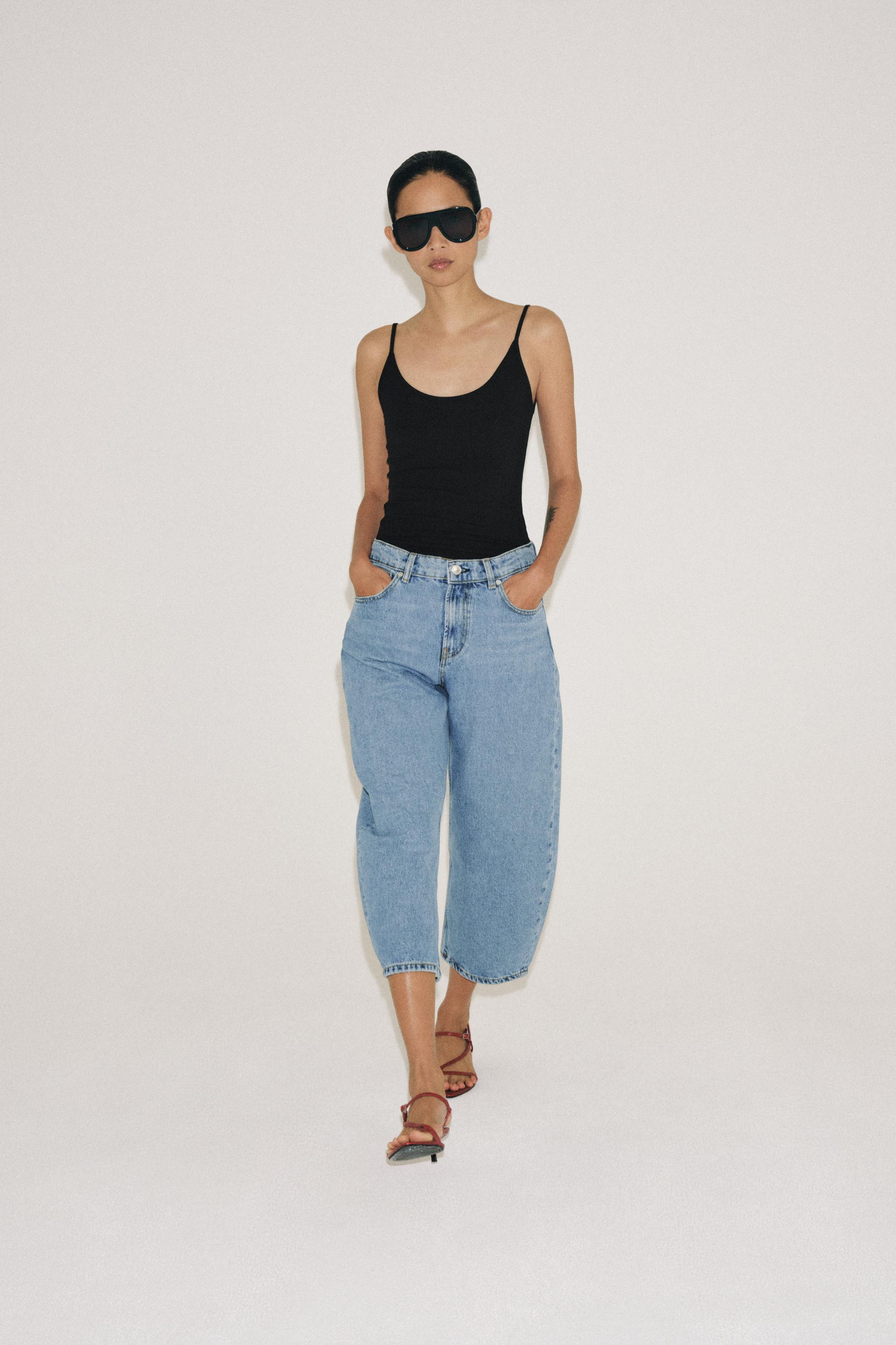 ZW COLLECTION MID-RISE CAPRI BALLOON JEANS | Zara US