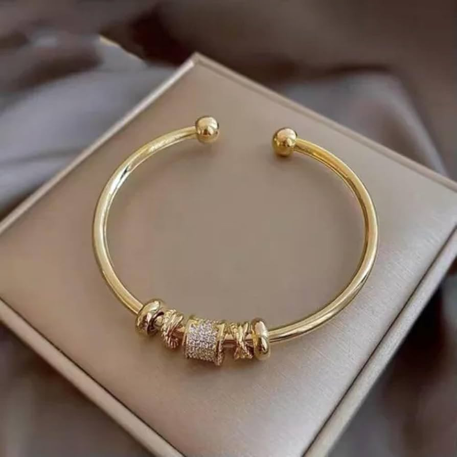 Luxury 925 Silver Cubic Zircon Bracelet Adjustable Wedding Jewelry Gifts-Golden | Amazon (US)