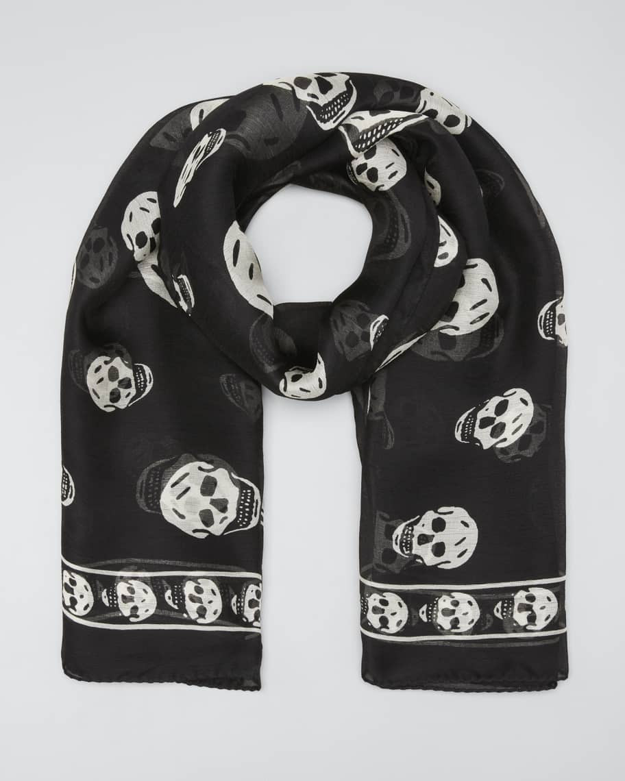 Alexander McQueen Men's Skull-Print Silk Scarf | Neiman Marcus