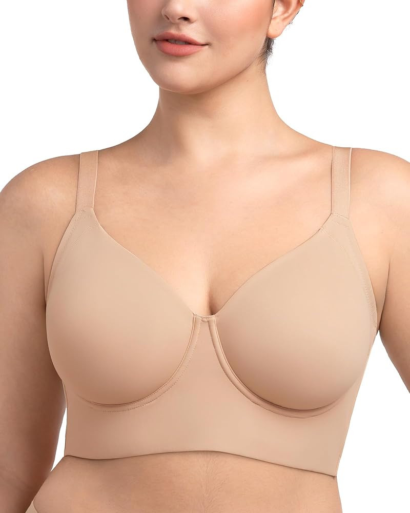 HSIA Women's Minimizer Bra Full Coverage Plus Size T-Shirt Longline Smooth Seamless Unlined Bra U... | Amazon (US)