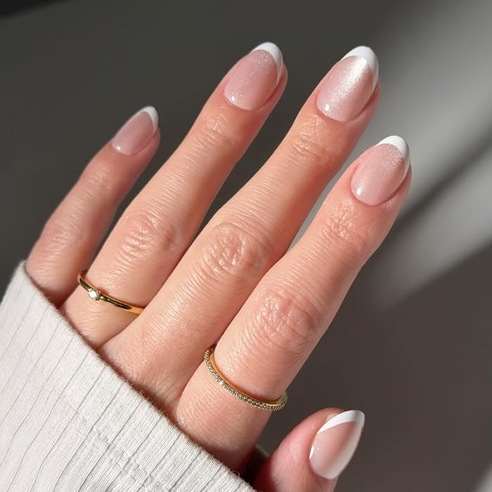 Valentines Day Glamnetic Press On Nails - Angelic Touch | Short Oval Fake Nails in a Delicate Nud... | Amazon (US)