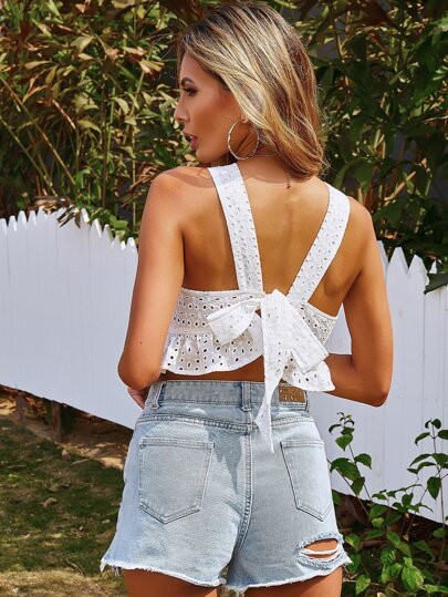 Tie Back Schiffy Tank Top | SHEIN