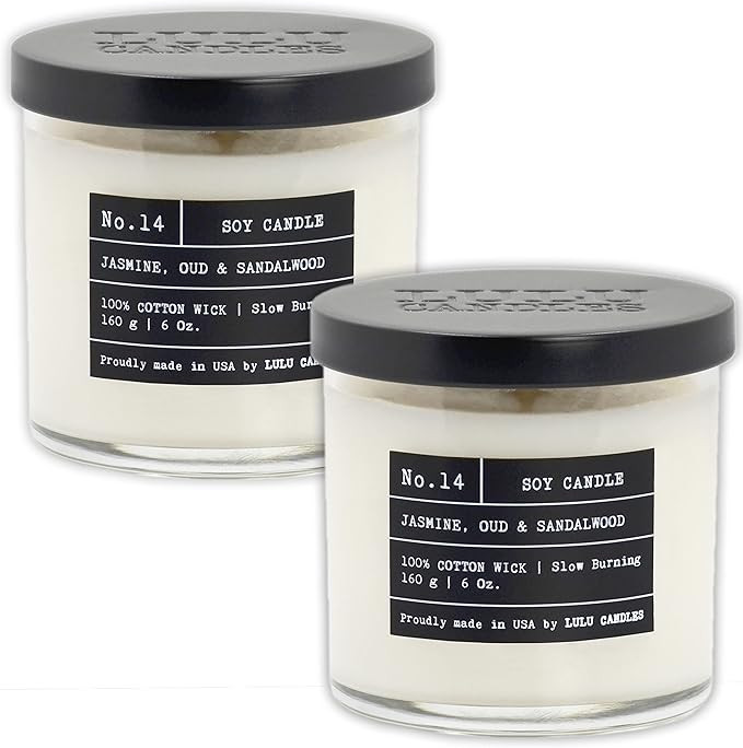 Lulu Candles, Scented Jar Candle, (Jasmine, Oud & Sandalwood, 6 Oz. 2 Pack) | Amazon (US)