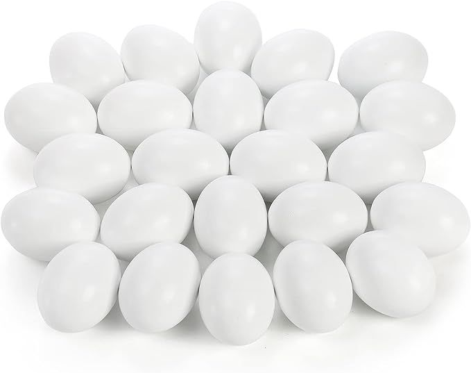 ZEAYEA 24 Pieces Wooden Fake Eggs, White Faux Eggs for DIY Easter Eggs, Crafts and Easter Decorat... | Amazon (US)