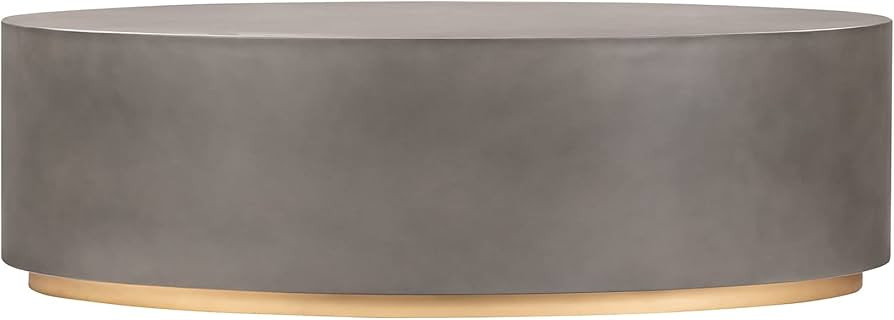 Benjara 51 Inch Modern Oval Coffee Table with Concrete Top and Metal Base, Gray | Amazon (US)