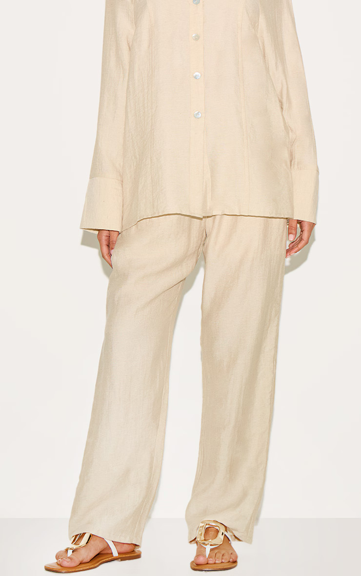 Petite Stone Woven Wide Leg Trousers | PrettyLittleThing UK