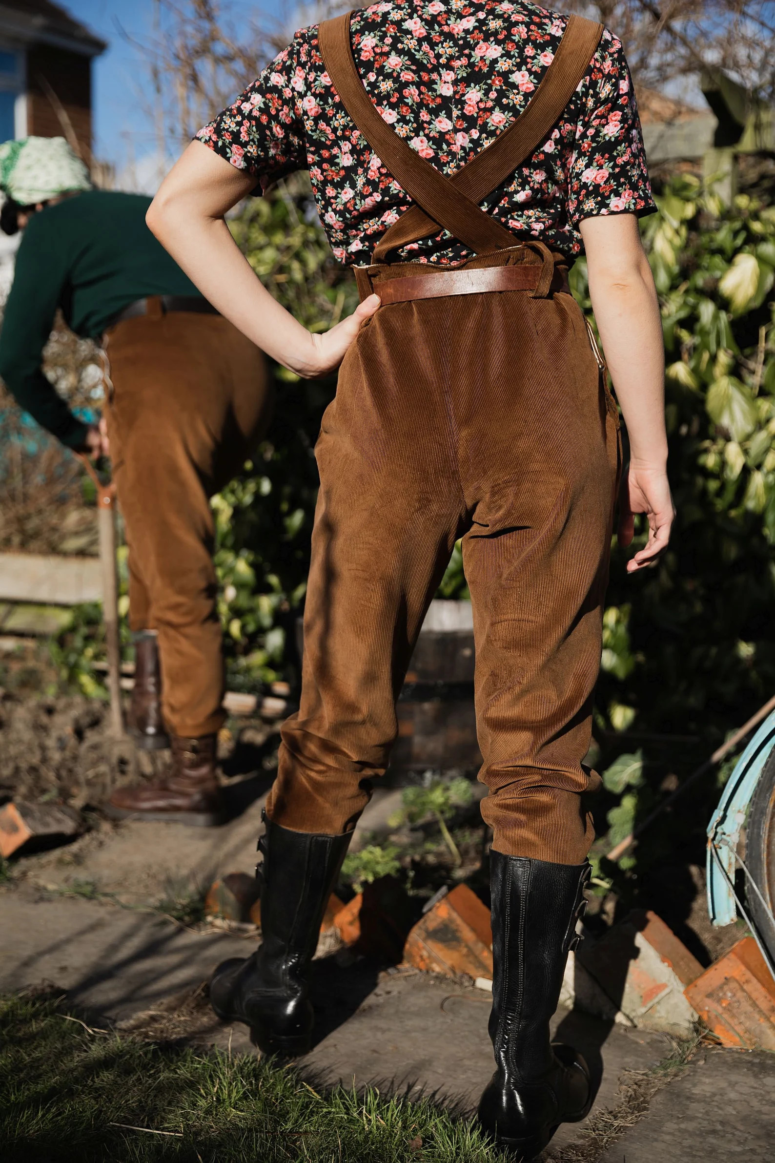 Ladies Landgirl Trousers, High Waist Style in Brown Corduroy, Adjust Fit via Side Button Fastenin... | Etsy (UK)
