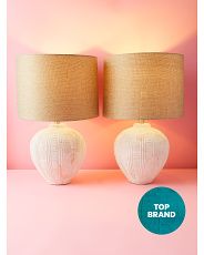 2pk 26.5in Whitewashed Terracotta Table Lamps | HomeGoods