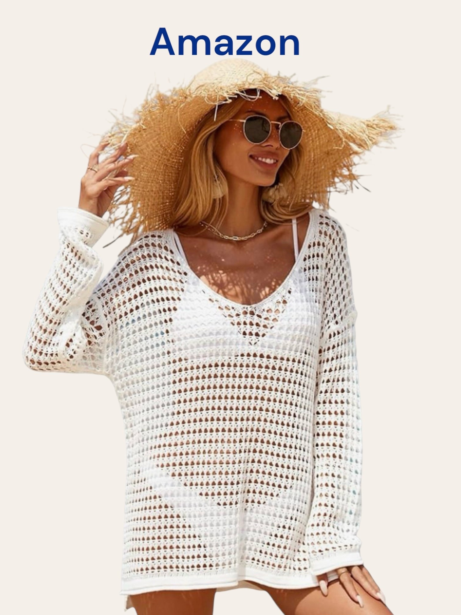 White swimsuit cover up
#beach
#coverup