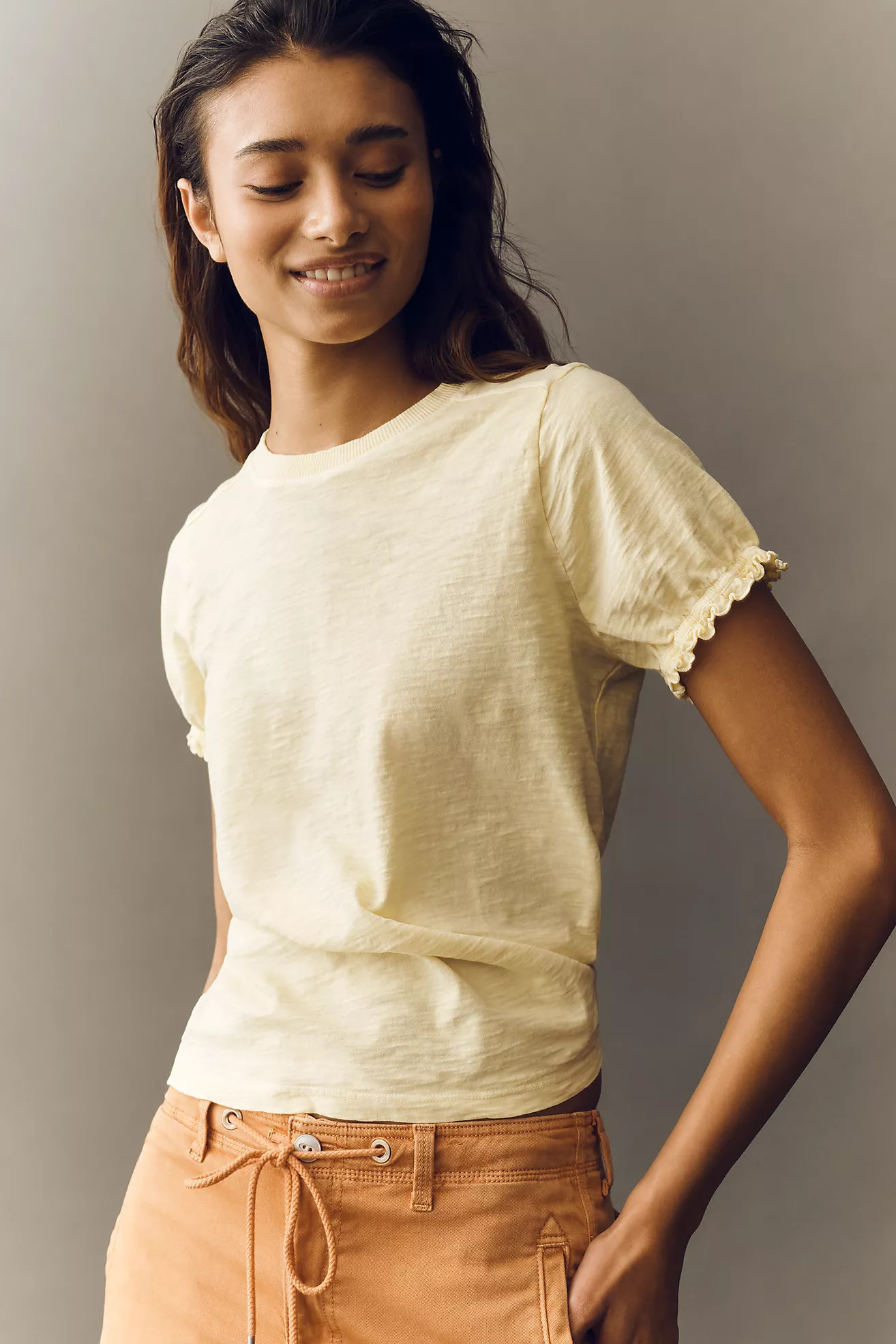 Bennie Puff-Sleeve Crew-Neck Tee by Pilcro | Anthropologie (US)
