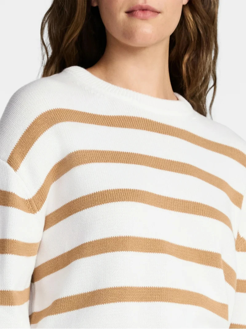 Time and Tru Women's Pullover Crewneck Sweater with Long Sleeves, Sizes XS-XXXL | Walmart (US)