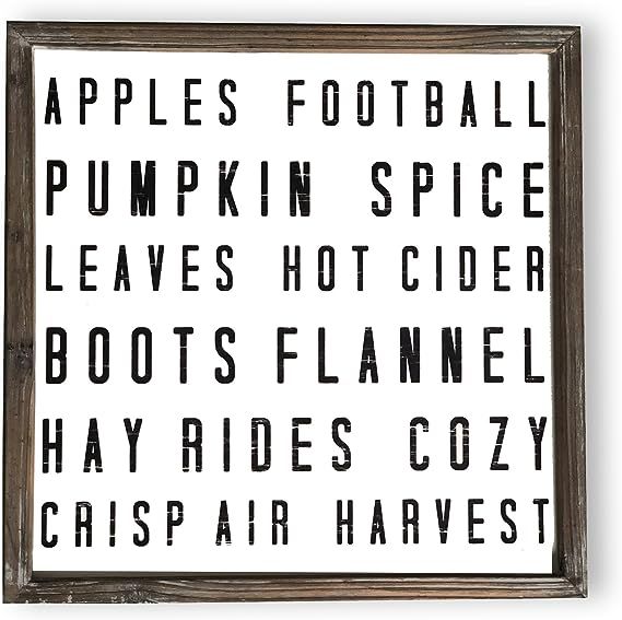 Fall Words Wood Sign Fall Home Decor Rustic Farmhouse Wooden Wall Art Autumn Cottage Country Deco... | Amazon (US)