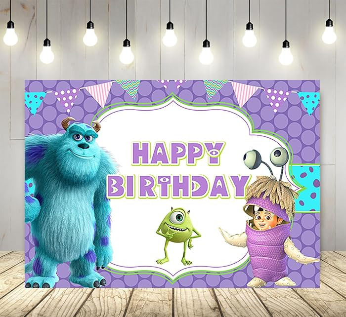Purple Monster Inc Backdrop for Birthday Party Supplies 5x3ft Monster Inc Boo Theme Baby Shower B... | Amazon (US)