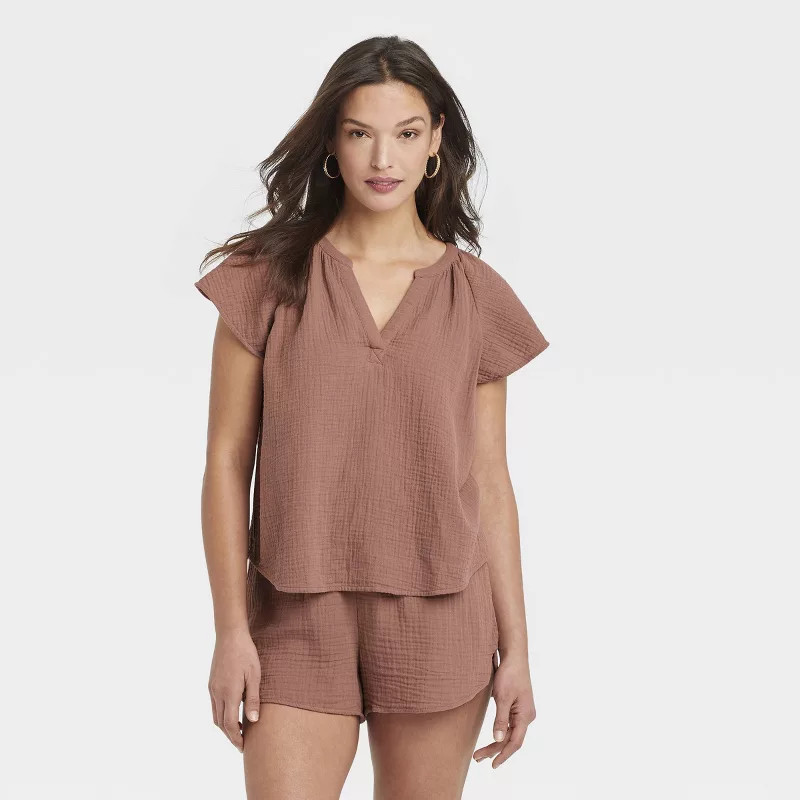 Women's Flutter Short Sleeve Blouse - Universal Thread™ | Target