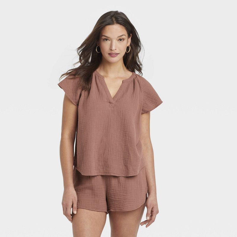 Women's Flutter Short Sleeve Blouse - Universal Thread™ | Target