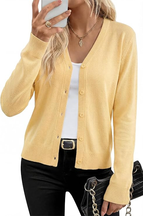 Arach&Cloz Women's Wool Blend Business Casual Cardigan Sweaters Tops | Amazon (US)