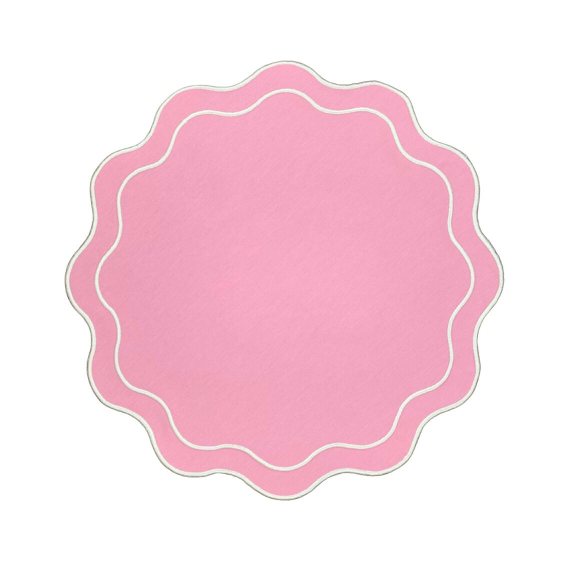 Pink, white embroidered, Placemat, Scalloped, Round,  easy care | Etsy (US)