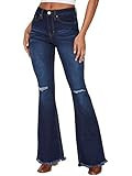 YMI Womens Jeans High-Rise Flare Jean with Frayed Hem - Long Inseam, S933, 3 | Amazon (US)