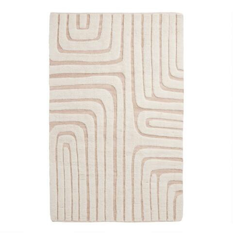 Elon Undyed Modern Geometric Wool Washable Area Rug | World Market