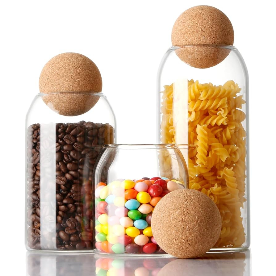 NUTRIUPS Storage Glass Jar Set Food Storage Tank With Wooden Lid 500 ML,800ML,1200ML | Amazon (US)