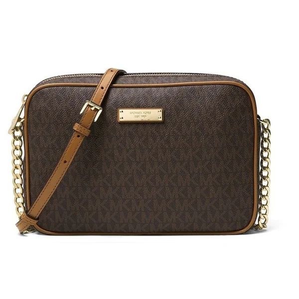 Michael Kors Signature Jet Set Large Brown East/West Crossbody Bag | Bed Bath & Beyond