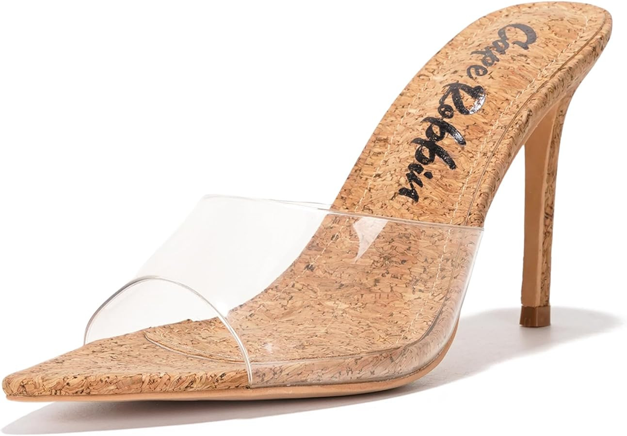 Cape Robbin Women's Clear Heels Sandals | 3.75 Inch Stiletto Open Toe | PU Leather Memory Foam In... | Amazon (US)
