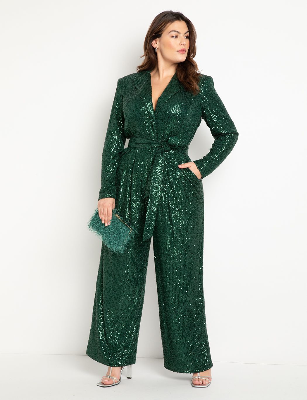 Sequin Tailored Jumpsuit | Eloquii