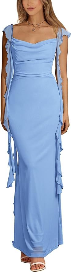 PRETTYGARDEN Womens Sleeveless Ruffle Cocktail Party Maxi Bodycon Dresses | Amazon (US)