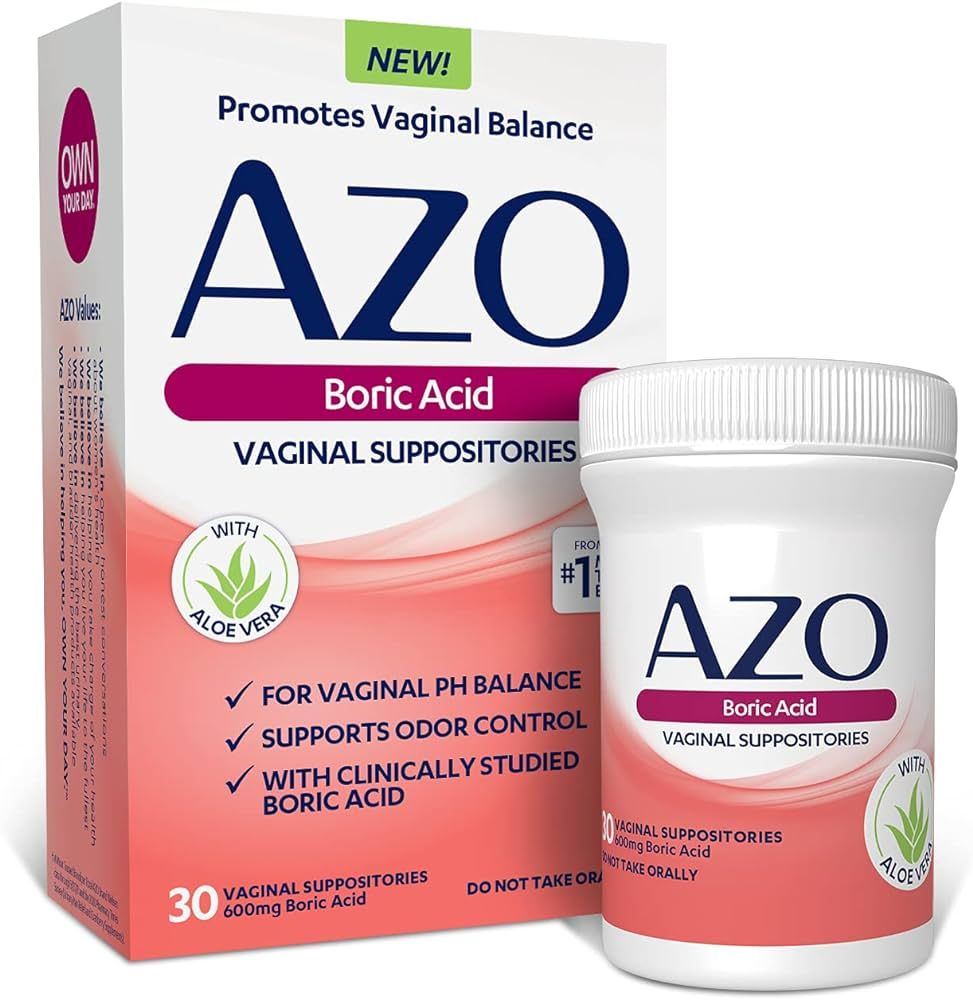 AZO Boric Acid Vaginal Suppositories, Helps Support Odor Control and Balance Vaginal PH with Clin... | Amazon (US)