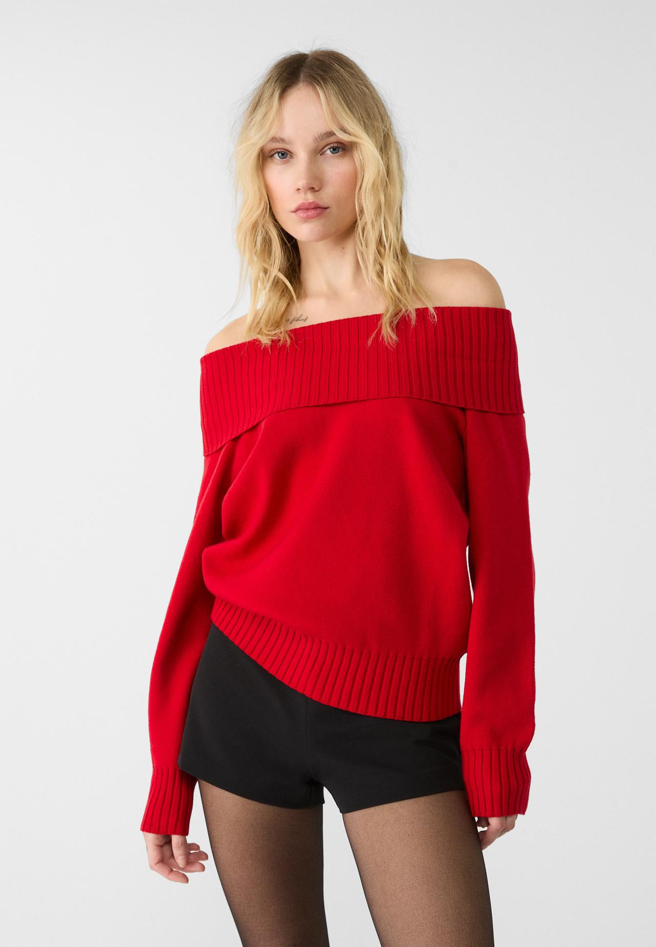 Pull en maille à épaules nues | Stradivarius (FR)
