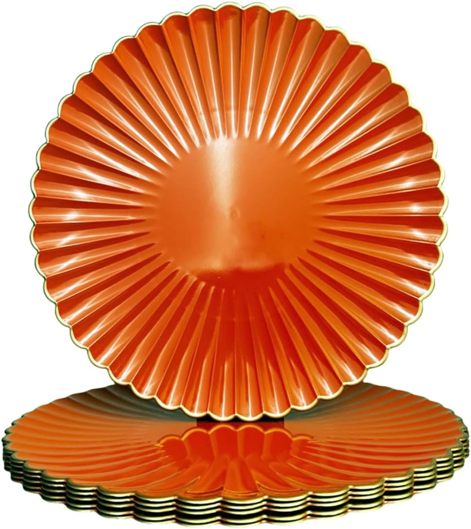 Orange Charger Plates, 13 Inch Plastic Round Dinner Charger Plates for Wedding Party, Tabletop Decor. (Set of 6) | Amazon (US)