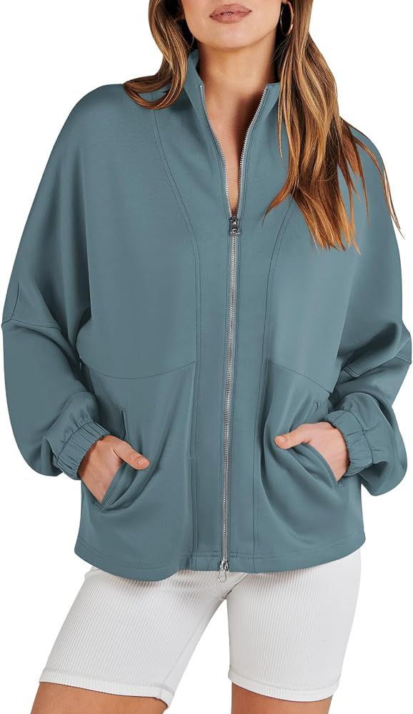 Caracilia Women Oversized Sweatshirt Half Zip Loose fit Long Sleeve Sweater Pullover Top 2023 Fal... | Amazon (US)